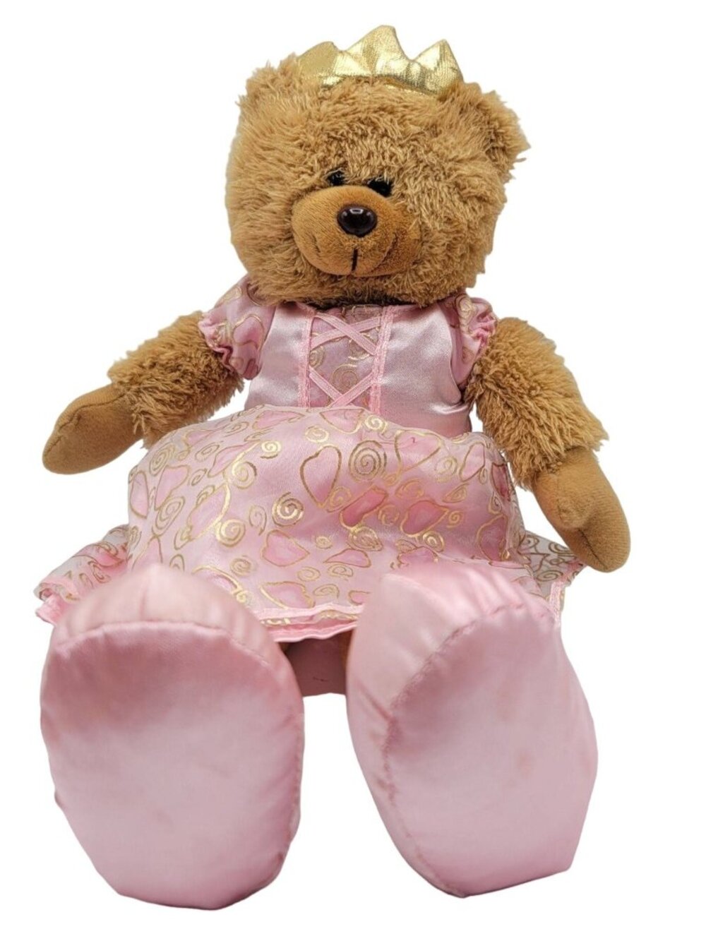 Dolled Up Designs Royal Princess Teddy Bear Plush 17" Pink Dress Gold Crown